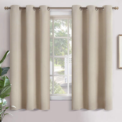 2 X Blackout 3 Layers Eyelet Curtain Drapes - Beige