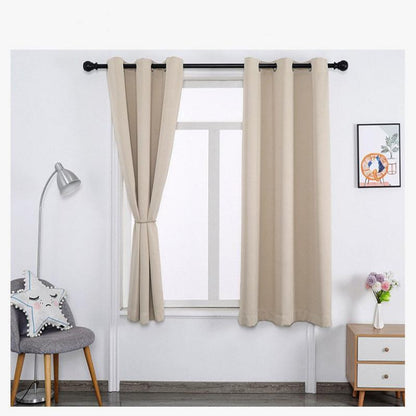 2 X Blackout 3 Layers Eyelet Curtain Drapes - Beige