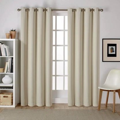 2 X Blackout 3 Layers Eyelet Curtain Drapes - Beige