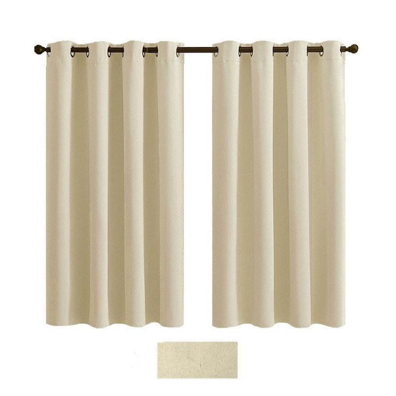 2 X Blackout 3 Layers Eyelet Curtain Drapes - Beige