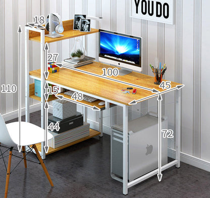 Edge Plus Combination Workstation Computer Desk with Storage Shelves (Oak)