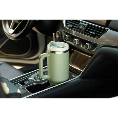 Stainless Steel Insulated Tumbler with Handle Straw Travel Mug (30oz, Eucalyptus Sage)