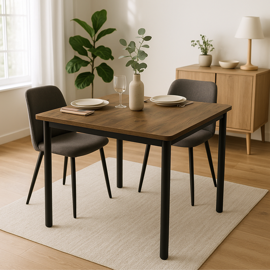 Harbor Industrial Rustic Wood & Steel Dining Table Square 80cm