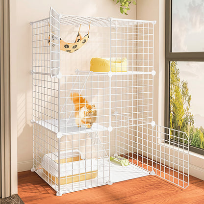 Large Pet Home Cat Cage Detachable Metal Wire Kennel Playpen Exercise Crate (White)
