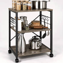 Atlas Wood & Steel Multipurpose Utility Cart Storage Shelf Kitchen Trolley (Driftwood)