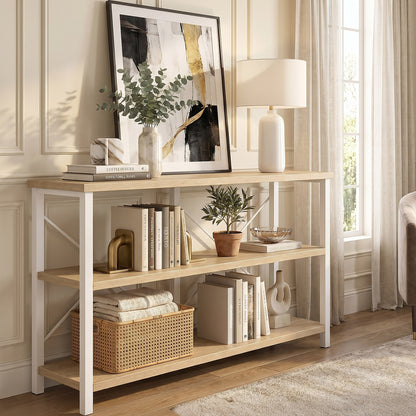 Serenity Industrial Console Table Bookcase TV Stand Storage Shelf Unit (Coastal Oak)