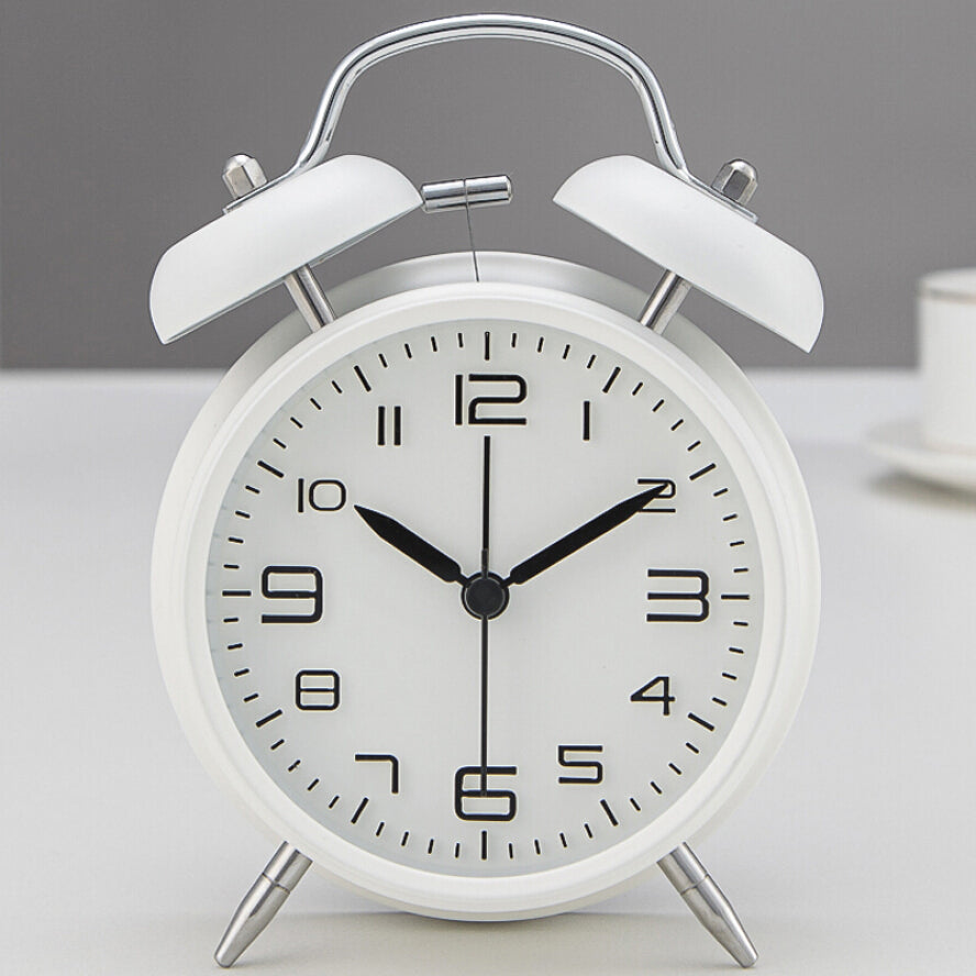 Twin Bell Classic Alarm Clock (White)