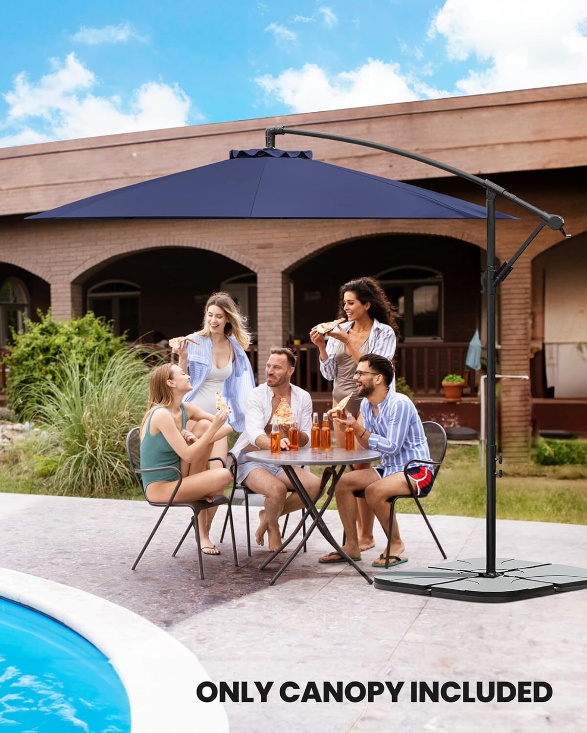 3m Patio Umbrella Replacement Cover 10ft 8 Ribs Large Outdoor Canopy (Blue)