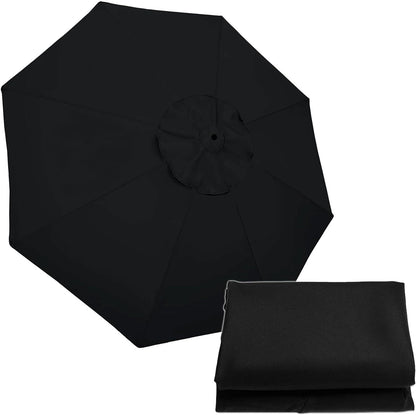 3m Patio Umbrella Replacement Cover 10ft 8 Ribs Large Outdoor Canopy (Black)