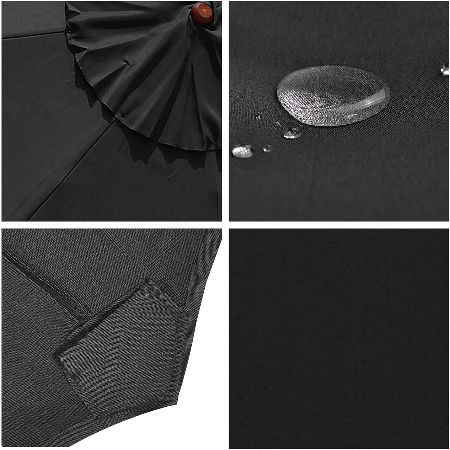 3m Patio Umbrella Replacement Cover 10ft 8 Ribs Large Outdoor Canopy (Black)