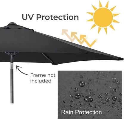 3m Patio Umbrella Replacement Cover 10ft 8 Ribs Large Outdoor Canopy (Black)