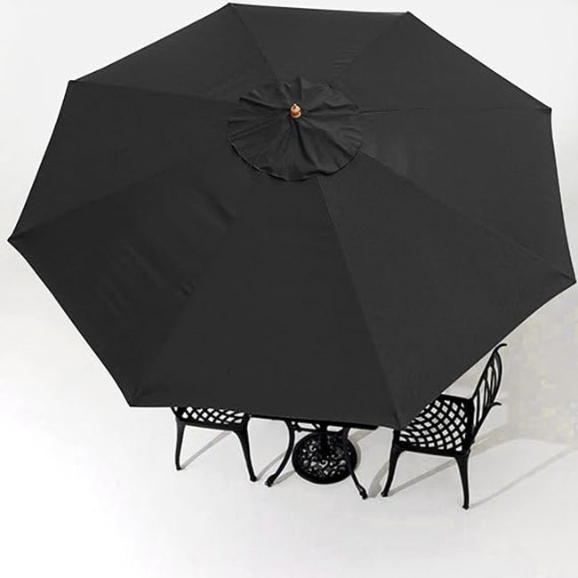 3m Patio Umbrella Replacement Cover 10ft 8 Ribs Large Outdoor Canopy (Black)