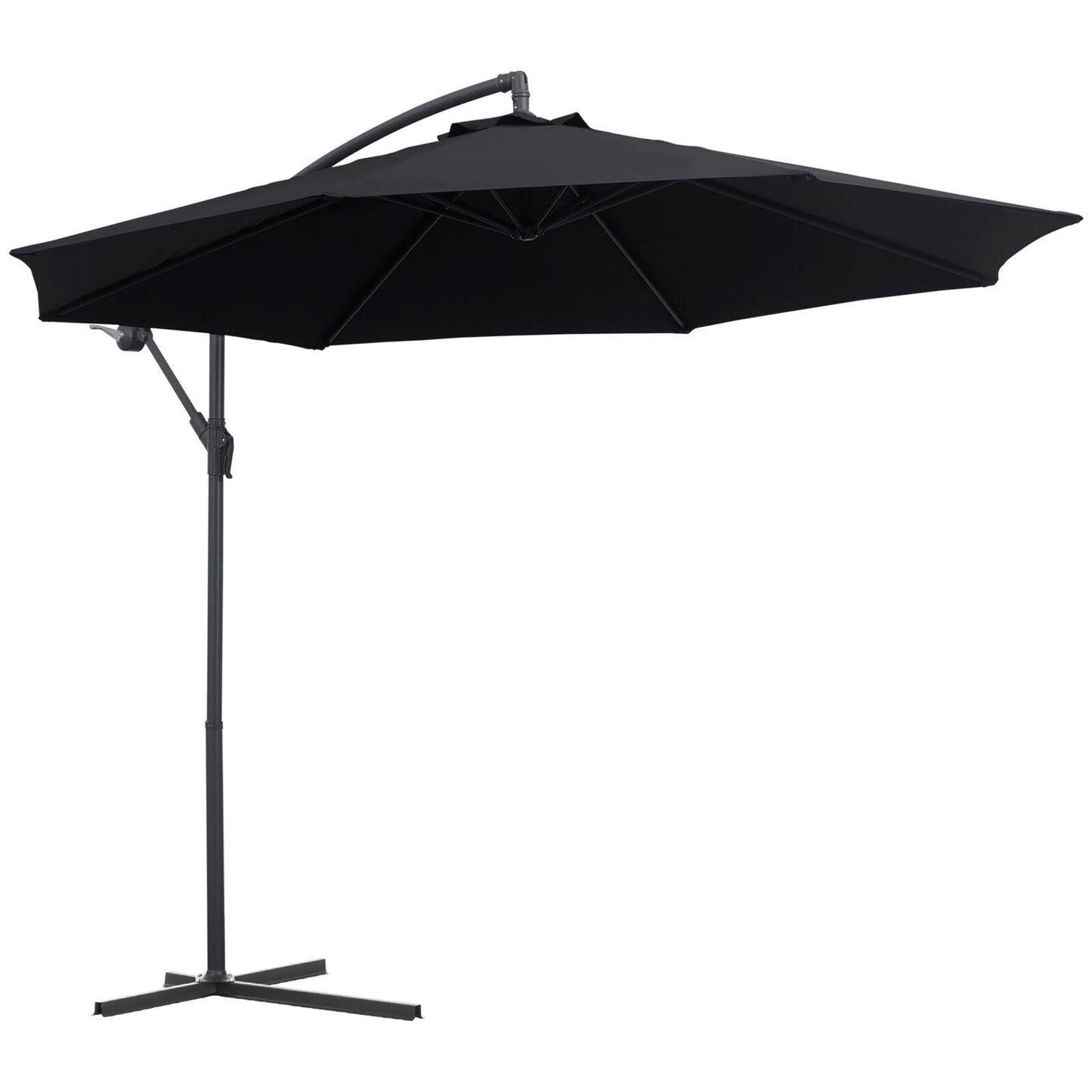 3m Patio Umbrella Replacement Cover 10ft 8 Ribs Large Outdoor Canopy (Black)