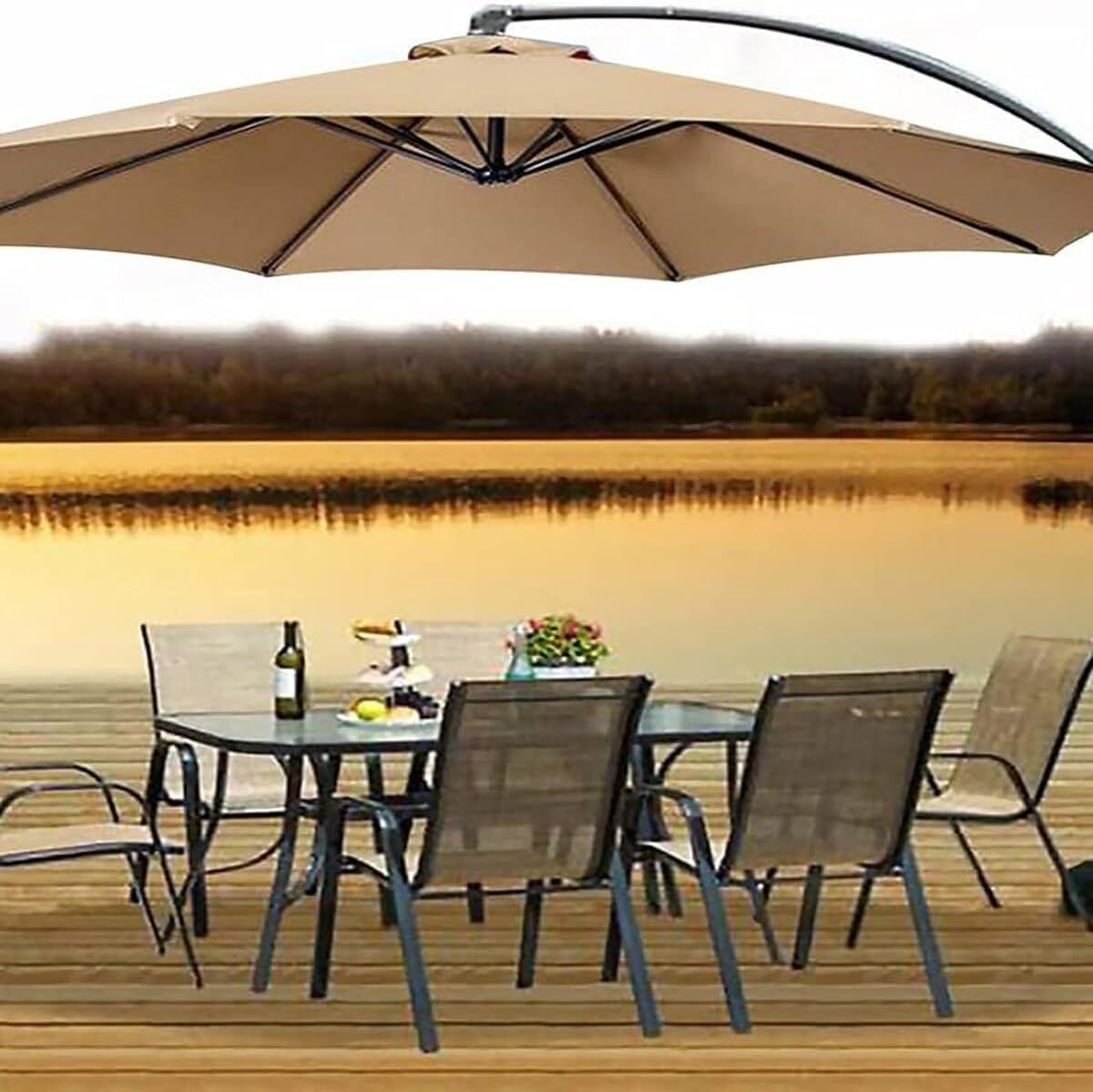 3m Patio Umbrella Replacement Cover 10ft 8 Ribs Large Outdoor Canopy (Beige)