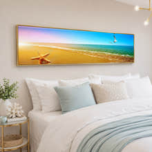 Beach Sunset Long Canvas Wall Art Coastal Painting - 100cm x 30cm