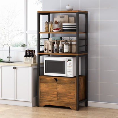 4-Level Arena Organizer Kitchen Storage Cabinet Shelf (Rustic Wood)