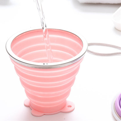 Foldable Collapsible Silicone Pocket Drinking Cup (Pink)