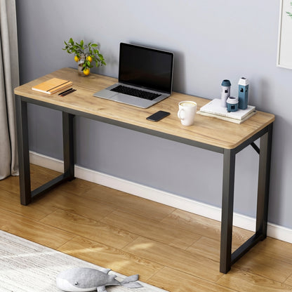 Profile Console Table Wood & Metal Narrow Desk (Rustic Oak)