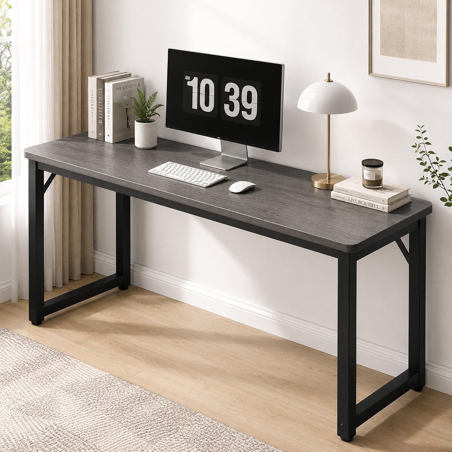 Profile Console Table Wood & Metal Narrow Desk (Driftwood)