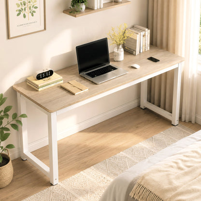 Profile Console Table Wood & Metal Narrow Desk (Coastal Oak)