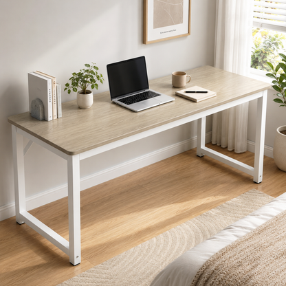 Profile Console Table Wood & Metal Narrow Desk (Coastal Oak)