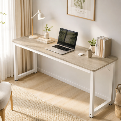 Profile Console Table Wood & Metal Narrow Desk (Coastal Oak)