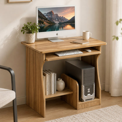 Essential Computer Desk with Shelves (Oak)
