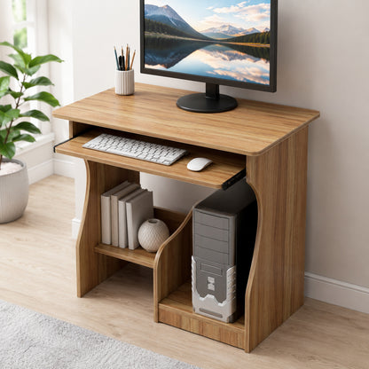 Essential Computer Desk with Shelves (Oak)