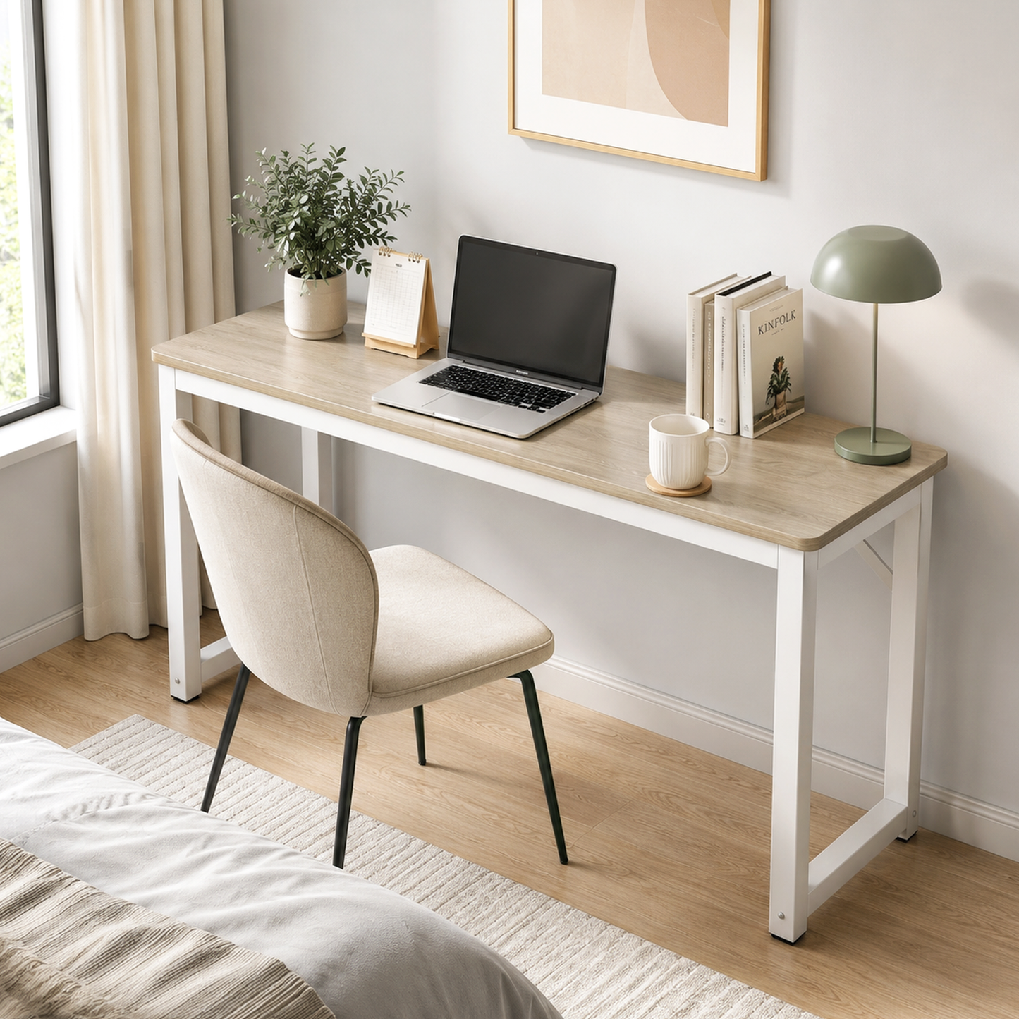 Profile Console Table Wood & Metal Narrow Desk (Coastal Oak)
