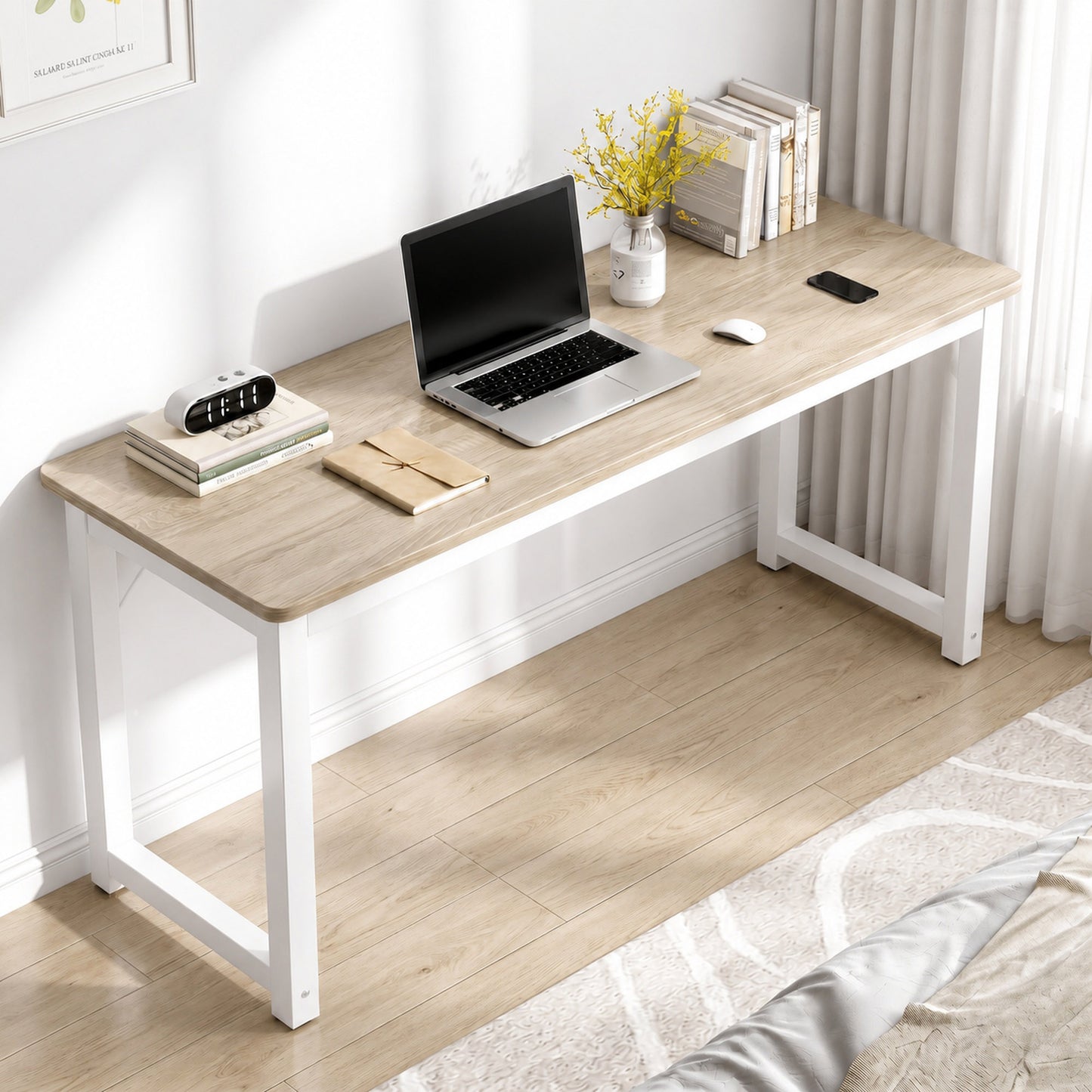 Profile Console Table Wood & Metal Narrow Desk (Coastal Oak)