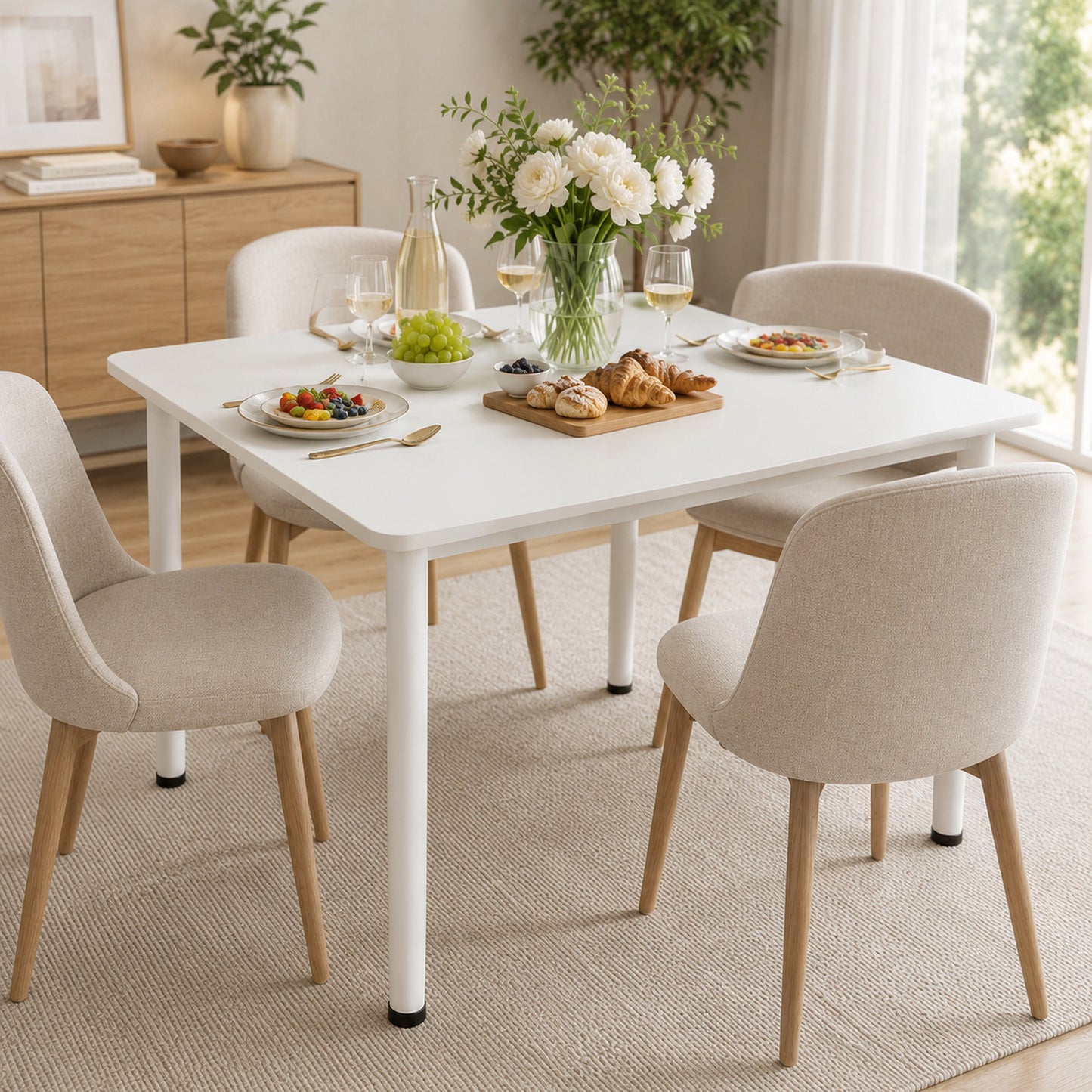 Harbor Industrial White Wood & Steel Dining Table Square 80cm