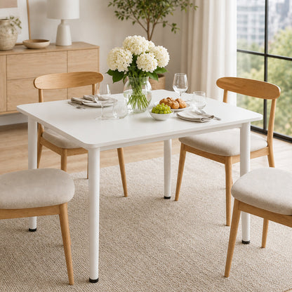 Harbor Industrial White Wood & Steel Dining Table Square 80cm