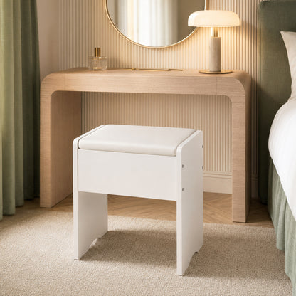 Modern White Multipurpose Padded Vanity Dressing Stool