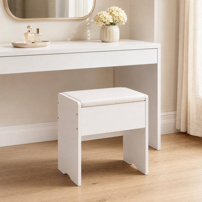 Modern White Multipurpose Padded Vanity Dressing Stool