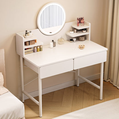 Luxe LED White Makeup Vanity Dressing Table Mirror Drawers Shelves