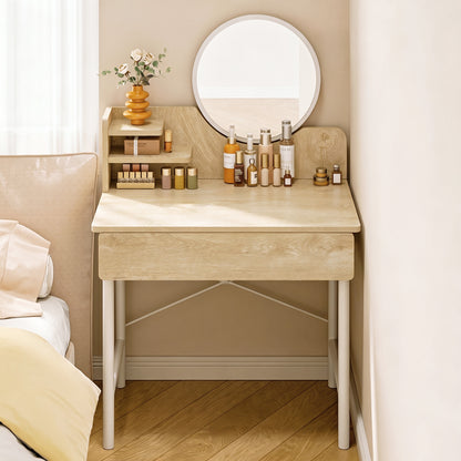 Luxe LED White Makeup Vanity Dressing Table with Mirror & Drawer (Coastal Oak)