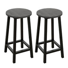 2 x Modern Industrial Bar Stool Wood & Metal Kitchen Counter Seating (Rustic Grey)