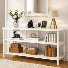 Serenity Industrial Console Table Bookcase TV Stand Storage Shelf Unit (White)
