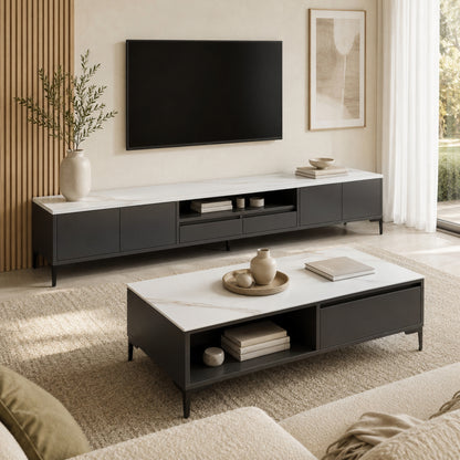 2-Piece Set Minimalist Large Coffee Table & 2m TV Cabinet