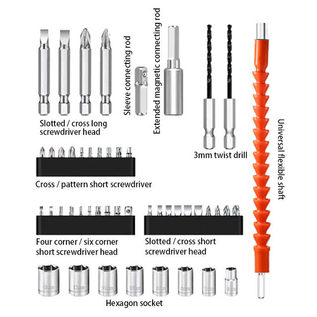 47 PC Cordless Electric Screwdriver and Accessories Set