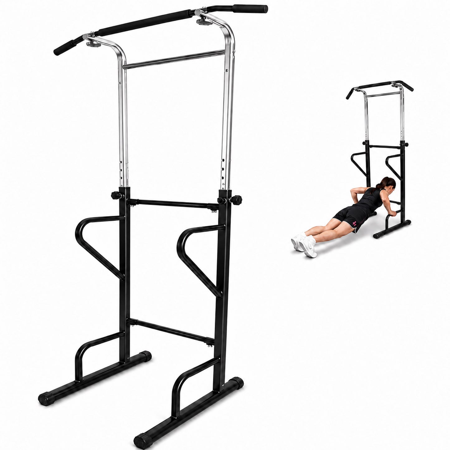 Power Tower Adjustable Pull Up Bar Dip Station Home Gym Fitness