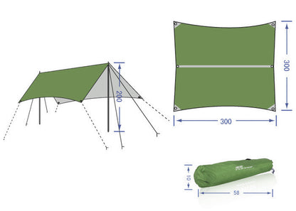 3m Portable Sun Shade Sail Kit (Dark Green)