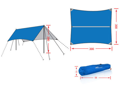 3m Portable Sun Shade Sail Complete Kit (Blue)