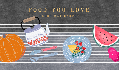 2-Pieces Foodie Kitchen Area Rug Doormat Hallway Bathroom Mats