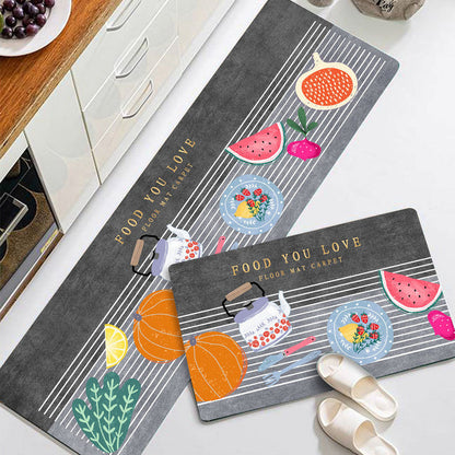 2-Pieces Foodie Kitchen Area Rug Doormat Hallway Bathroom Mats