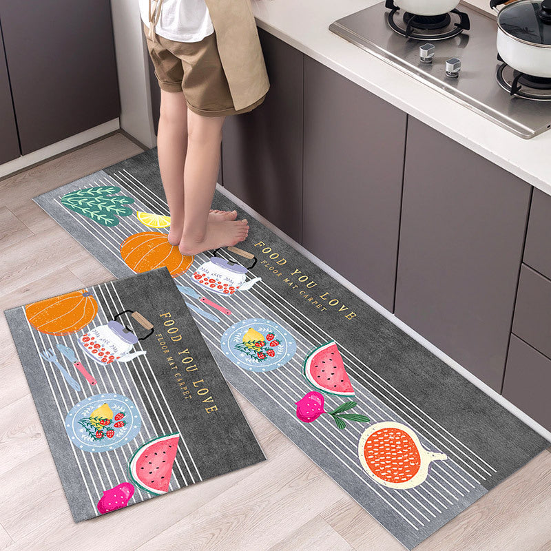 2-Pieces Foodie Kitchen Area Rug Doormat Hallway Bathroom Mats