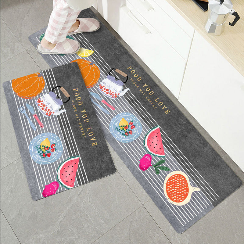 2-Pieces Foodie Kitchen Area Rug Doormat Hallway Bathroom Mats