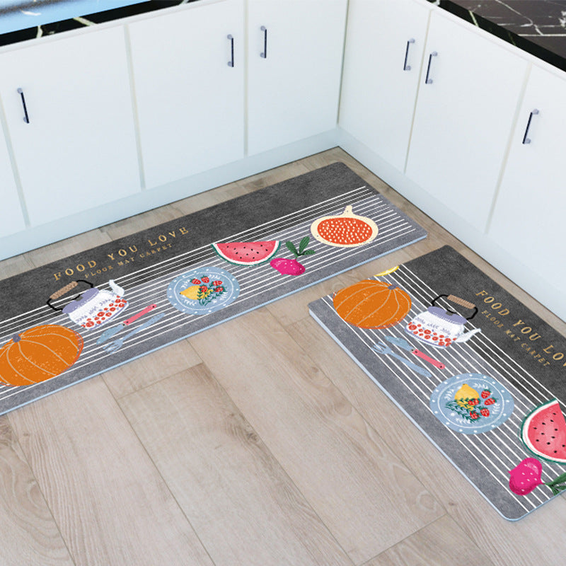 2-Pieces Foodie Kitchen Area Rug Doormat Hallway Bathroom Mats