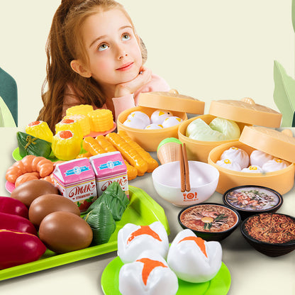 84-Piece Gourmet Restaurant Realistic Pretend Play Food Toy Set