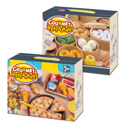 84-Piece Gourmet Restaurant Realistic Pretend Play Food Toy Set